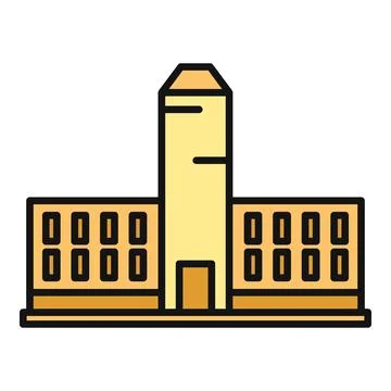 Building icon with tower representing architecture and real estate Ilustración de archivo