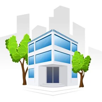 Building icon with trees Stock Illustration