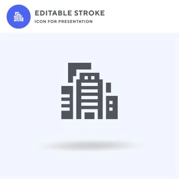 Building icon vector, filled flat sign, solid pictogram isolated on white, lo Illustrazione stock