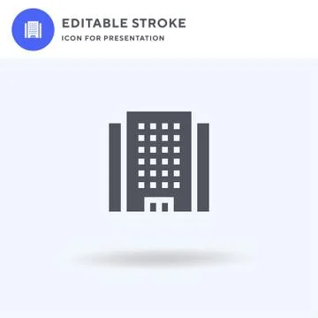 Building icon vector, filled flat sign, solid pictogram isolated on white, logo Ilustración de archivo
