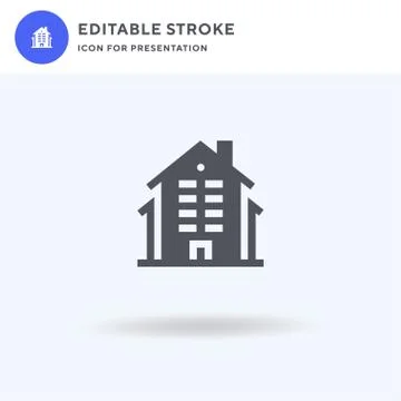 Building icon vector, filled flat sign, solid pictogram isolated on white, logo Illustrazione stock