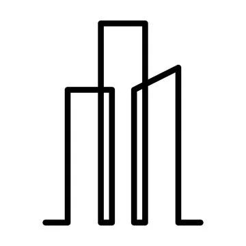 Building icon vector outline modern art minimal geometric line logo design Stock Illustration