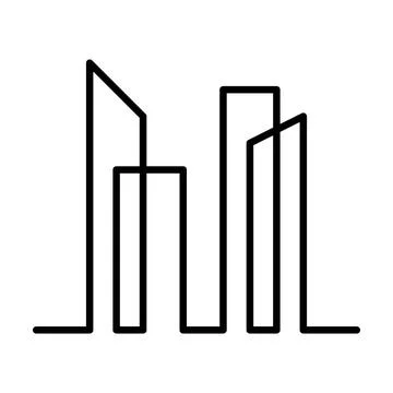 Building icon vector outline modern art minimal geometric line logo design Stock Illustration