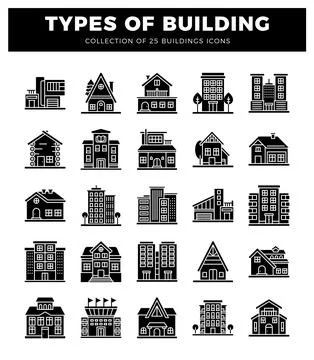 Building icons for architectural and construction projects Ilustración de archivo