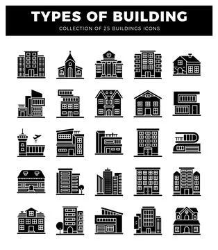 Building icons for architectural concept. Ilustración de archivo