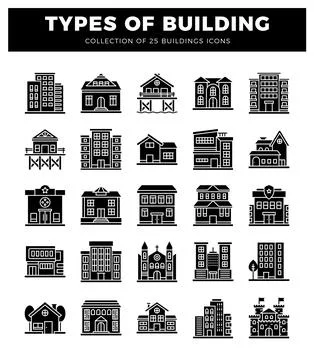 Building icons for architectural concepts. Ilustración de archivo