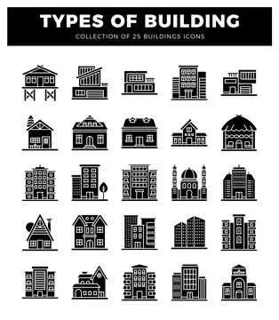 Building icons for architectural design. Stock Illustration