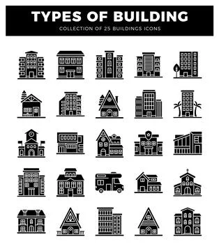 Building icons for architecture design. Ilustración de archivo