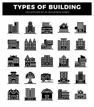 Building icons in a clean. modern vector art style. Ilustração Stock