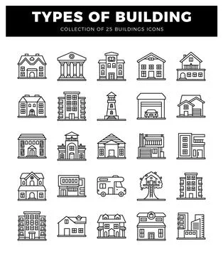 Building icons collection for property development. real estate. and urban .. Stock Illustration