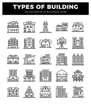 Building icons for construction and architecture. Ilustración de archivo