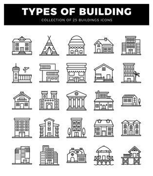 Building icons for design presentation. Various architecture styles. Isolat.. Stock Illustration