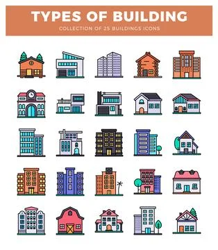 Building icons. diverse architectural styles. modern and traditional. graph.. Stock Illustration
