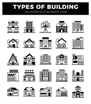 Building icons in flat design. graphic design with urban structures. Stock Illustration