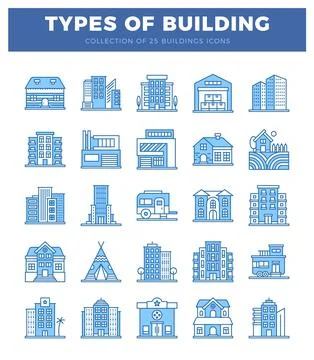 Building icons in a flat design style Ilustración de archivo