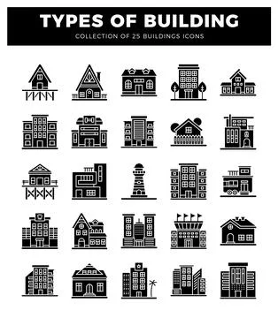 Building icons in a flat design. Vector graphics. Illustrazione stock