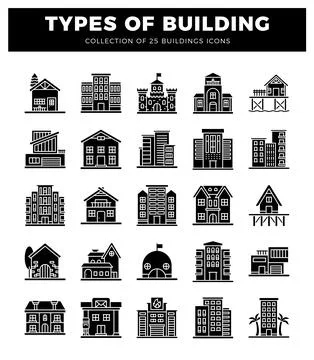 Building icons in a graphic design. Stock Illustration