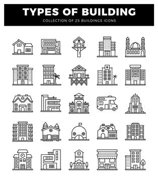 Building icons in a grid format Stock Illustration