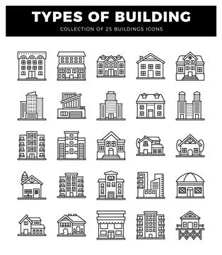 Building icons in a grid layout Ilustración de archivo
