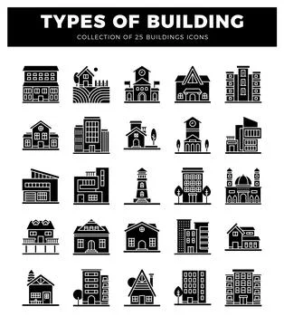 Building icons in a grid layout Ilustração Stock