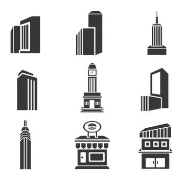 Building icons Illustrazione stock