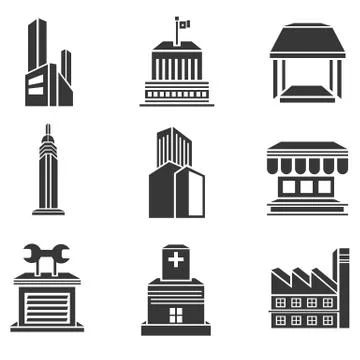 Building icons Illustrazione stock