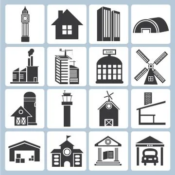 Building icons Illustrazione stock