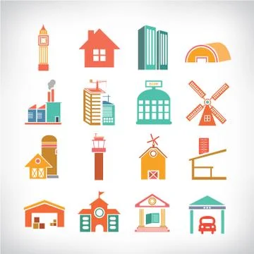 Building icons Illustrazione stock