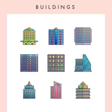 Building icons Stock Illustration