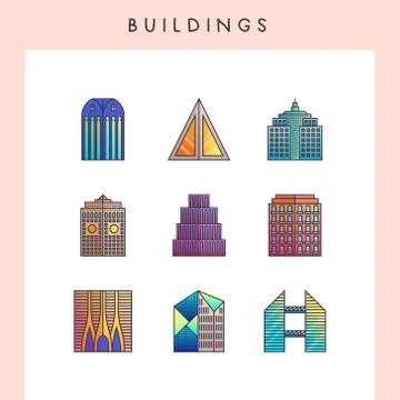 Building icons Illustrazione stock