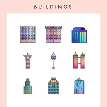 Building icons Illustrazione stock