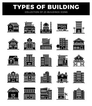 Building icons. Ilustración de archivo