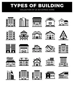 Building icons. Ilustración de archivo