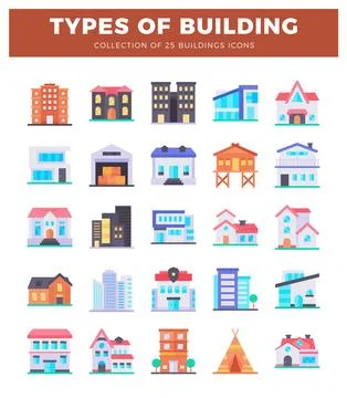 Building icons representing various architectural styles. presented in a gr.. Ilustração Stock