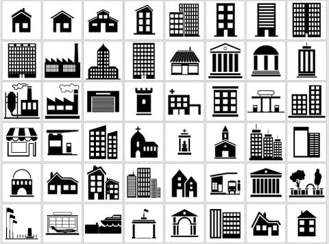 Building Icons Set Stock Illustration