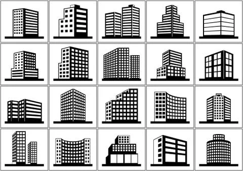 Building Icons Set Stock Illustration