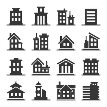 Building Icons Set 库存插图