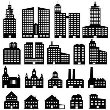 Building Icons Set Stock Illustration