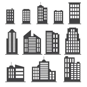 Building icons set Ilustración de archivo