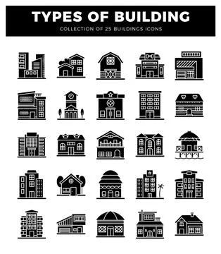 Building icons. various architectural styles. simple graphic design. Stock Illustration