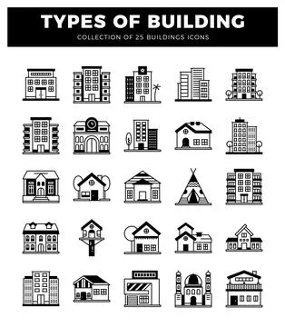 Building icons in a white background Stock Illustration
