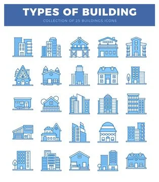 Building icons on a white background Ilustración de archivo