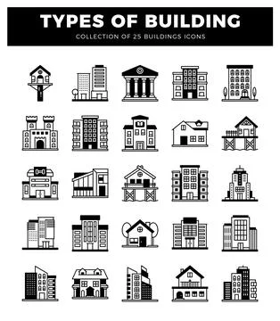 Building icons on a white background Stock Illustration