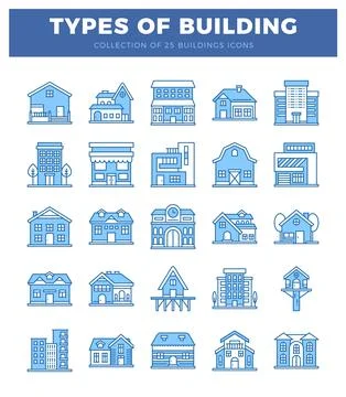 Building icons on a white background Ilustración de archivo