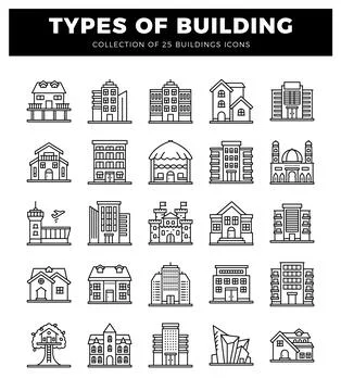 Building icons in a white background Ilustración de archivo