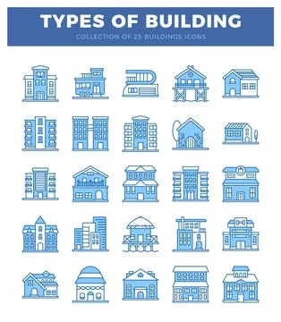 Building icons on a white background Ilustração Stock