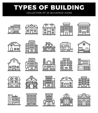 Building icons in a white background. Stock Illustration