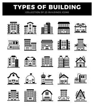 Building icons in a white background Ilustración de archivo