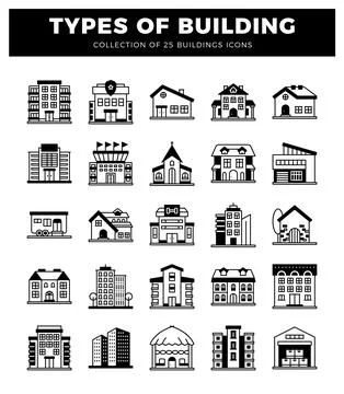 Building icons in a white background Ilustración de archivo