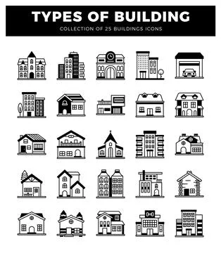 Building icons in a white background Ilustración de archivo